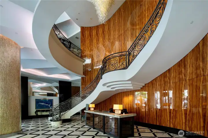 Elegant entrance with a 24-hour concierge creating a luxurious first impression.