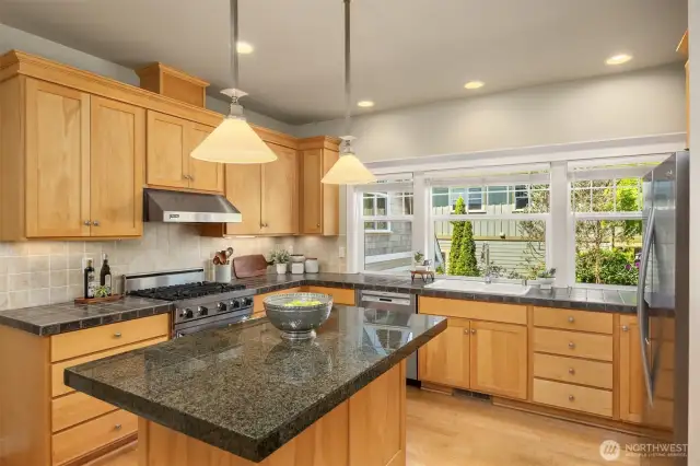 The spacious kitchen provides ample room to prapare big meals.
