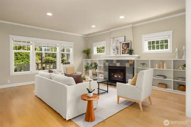 Beautiful built-ins and crown molding add character and charm.