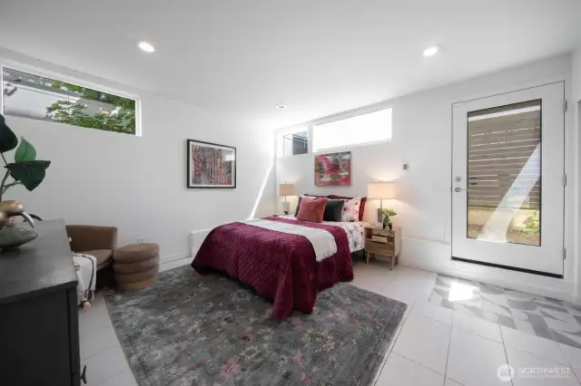 Fexible lower-level space that works great as a home office.