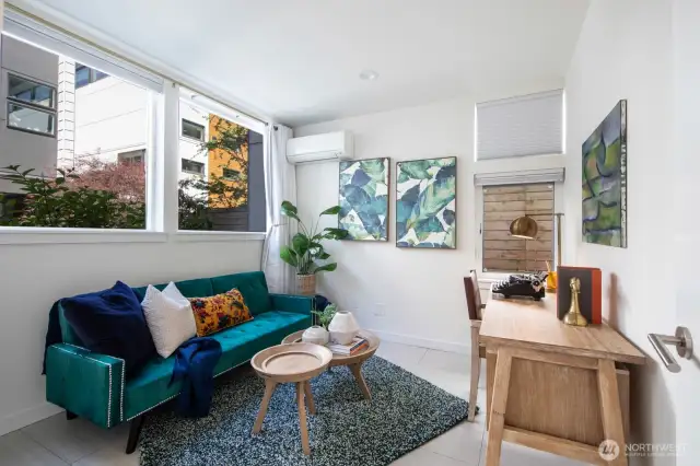 Fexible lower-level space that works great as a home office.