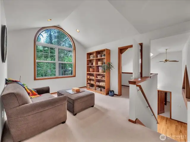 Upstairs minus space. Perfect for reading or an additional work form home space.