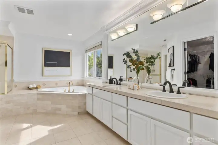 Large 5-piece en suite with large walk-in closet.
