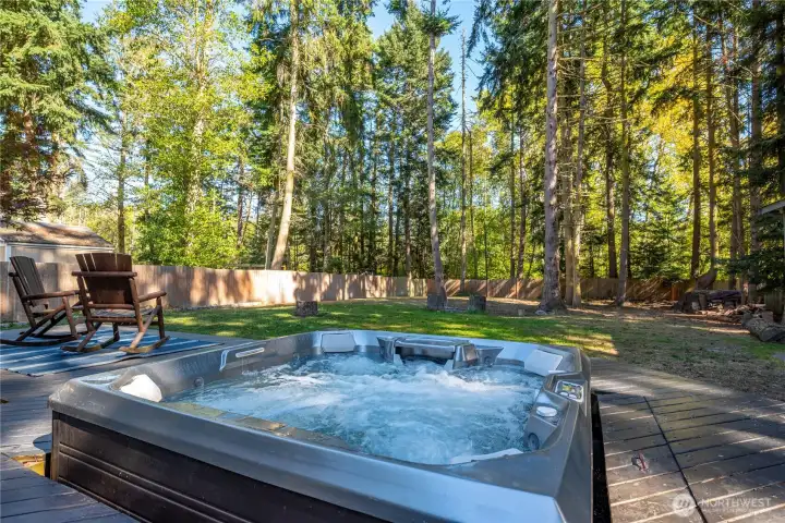 Enjoy this bubbling jacuzzi in your own back yard
