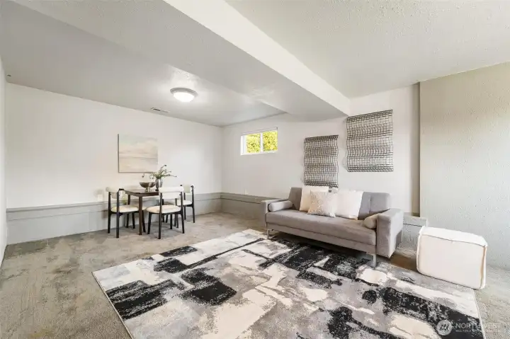 Large finished basement. This bonus room was previously used as a bedroom & the laundry/bathroom is right outside this room