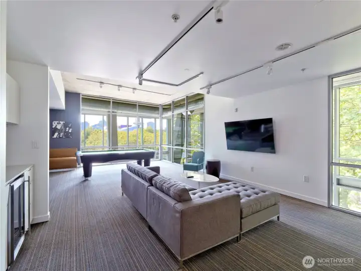 Bar with billiard table