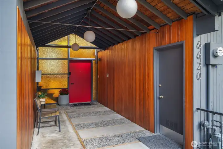 Inviting entryway with classic architectural details.