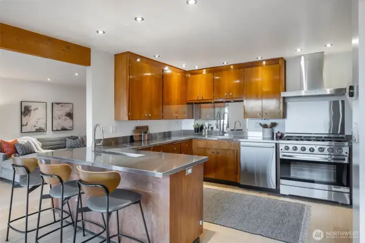 Modern appliances complement classic design.