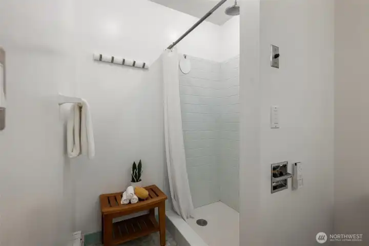 3/4 bathroom with shower.