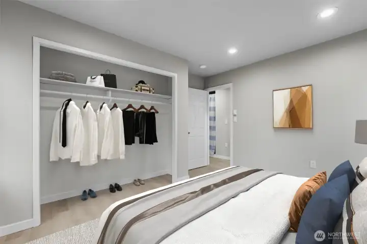 Virtually staged photo 1st guest bedroom.