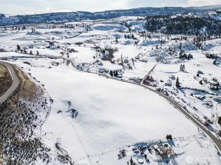 Surrounded by rolling hills.