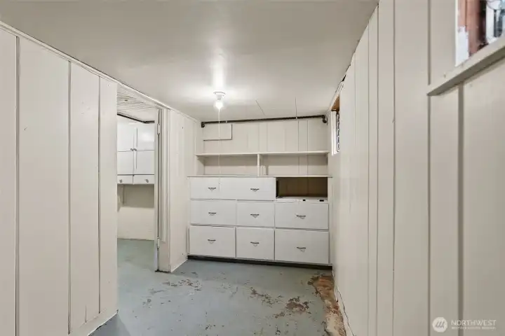 Extra storage space in lower level. Extra storage space in lower level.