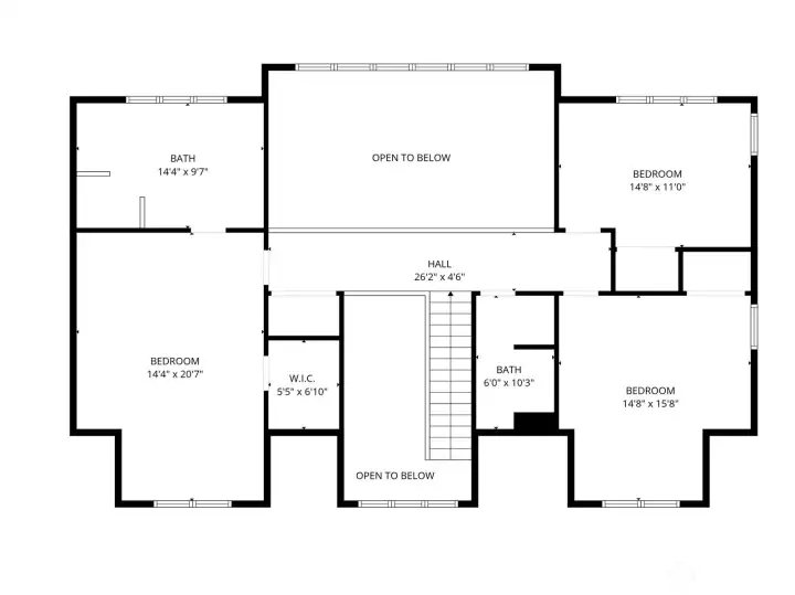 Approximate floor plan and measurements of upper level.
