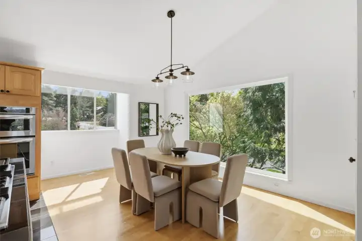 Dining area with huge windows
