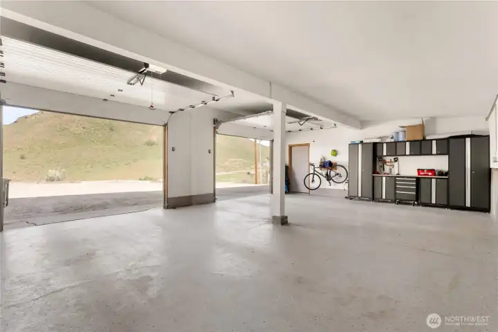 Two car garage with storage. Two car garage with storage.