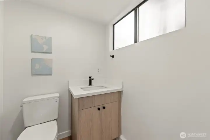 Low level half bathroom