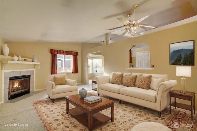 Virtually Staged Family Room.