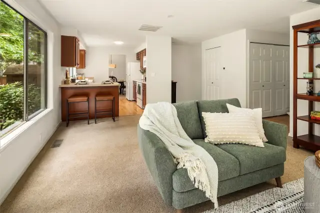 Left hallway leads you back to the entryway, the right to your powder/laundry room, large pantry and attached garage!