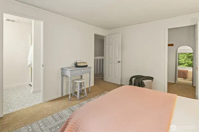 Large walk in closet and 3/4 bath in the main suite.