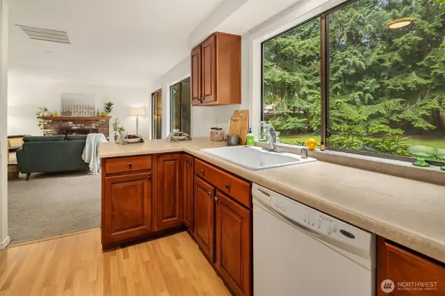 Well maintained kitchen opening up to 2nd living room.