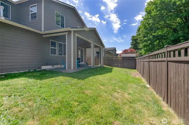 Fully fenced back yard.