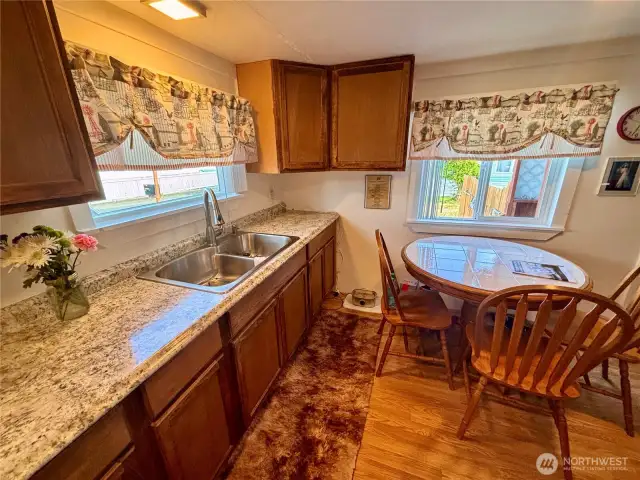 New appliances, countertops, sink, Fridge, and mircowave.