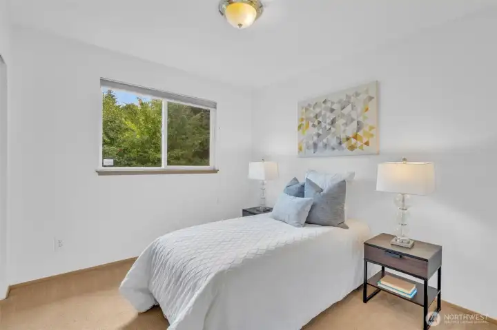 One of the three upstairs bedrooms.