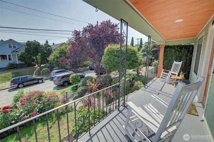 Take in the neighborhood from your covered porch!
