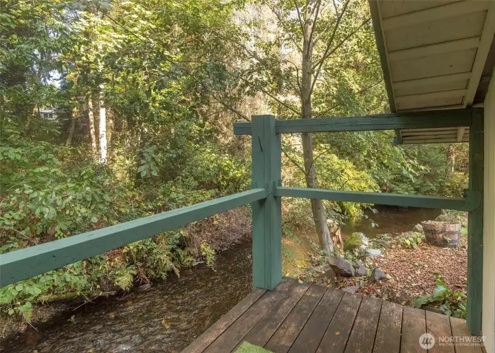 Deck above creek.