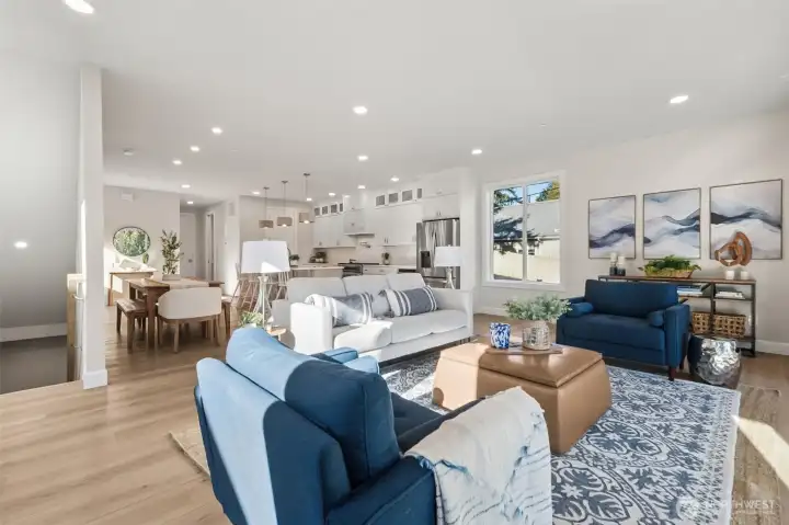 The combination of height and openness gives each room a grand yet inviting feel. The home’s design encourages both spaciousness and connection.