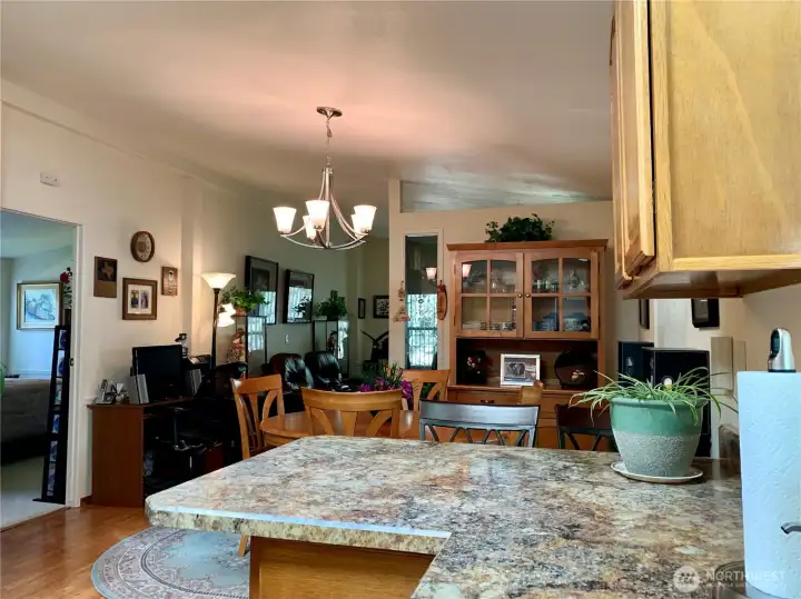 Virtual of dining area from the kitchen.