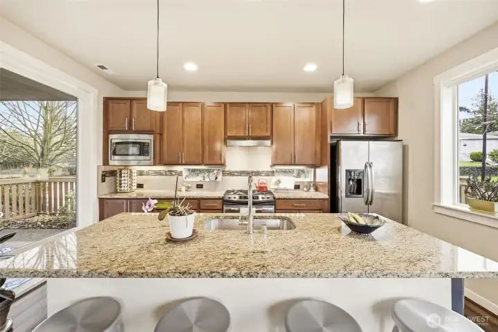 Beautiful kitchen island perfect for additional eating space and entertaining.