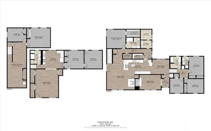 Floor plan view of the basement level and ADU area, and then the main house Floor plan view of the basement level and ADU area, and then the main house