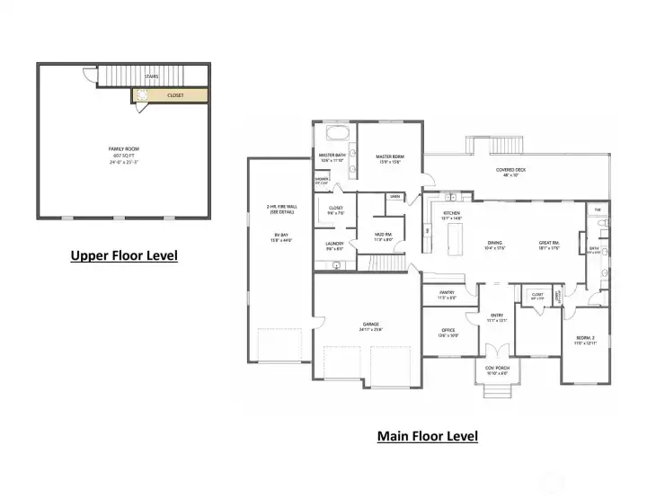 Single level living with a large bonus room upstairs.