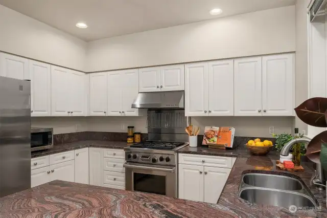 Large kitchen with Wolf stove