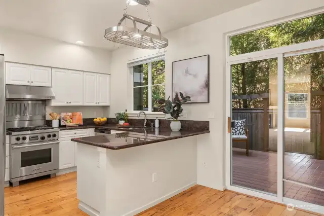 Large eat in kitchen with access to deck
