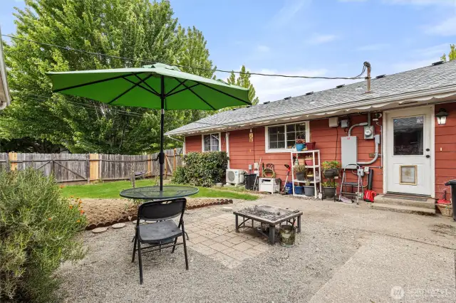 Back Yard Patio Area with Fire Pit.  Perfect space for entertaining.  It's grilling season!