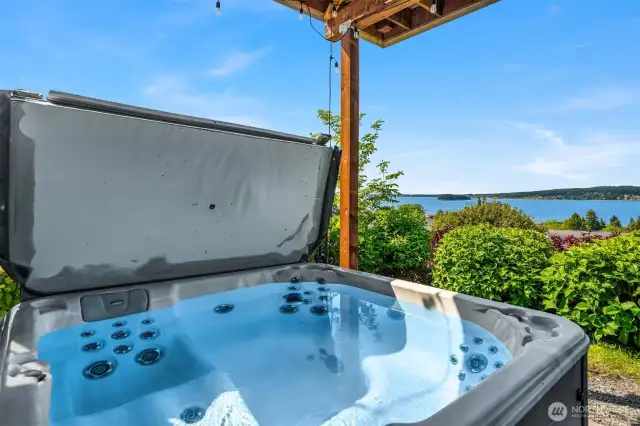 Then in the evening slip into the hot tub with a water view.