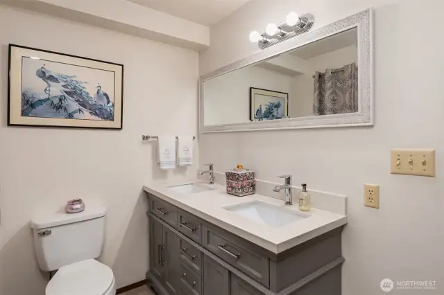 2 full baths and one half bath.