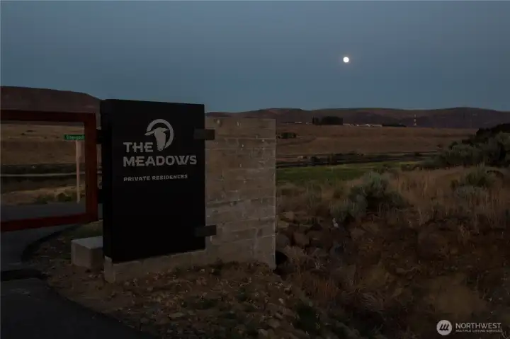 Gated community at twilight.