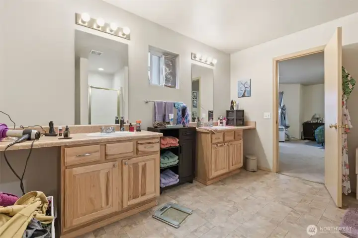 Primary bathroom with double vanity