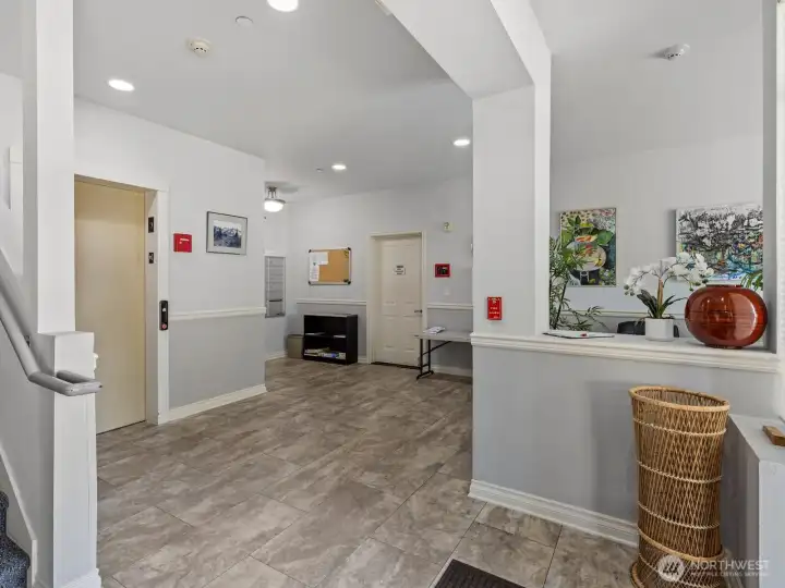 Secure entrance is a major bonus. As you enter, either take the elevator or the stairs up 1 level.