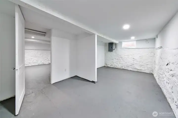 Lower level, is dry and makes for great storage, second washer and dryer hookups.