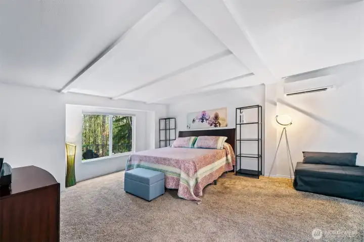 Spacious primary bedroom with loads of light, storage via two closets. Imagine drifting off every night in this peaceful space