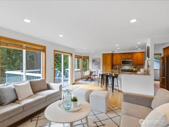 OPEN CONCEPT LIVING AND KITCHEN SPACE