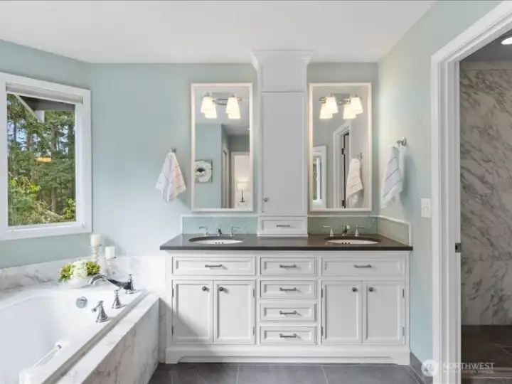 RADIANT PRIMARY BATH FLOORS AND DOUBLE VANITY DOUBLE