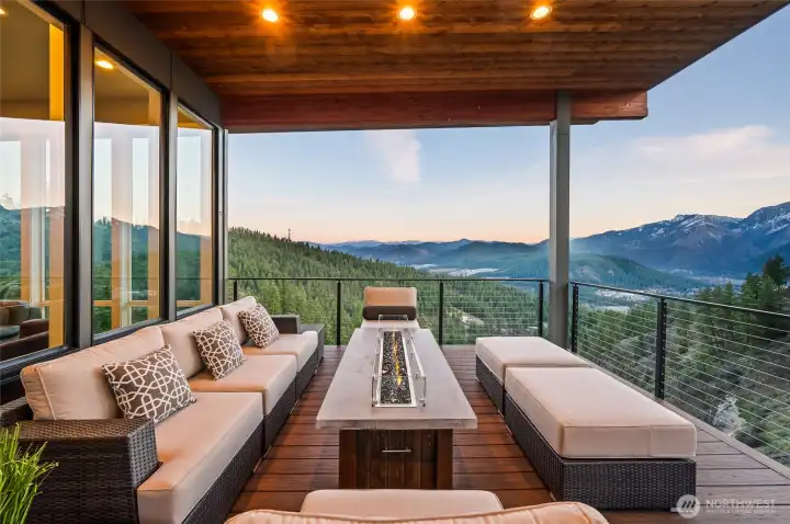 Covered Deck with Mountain Views