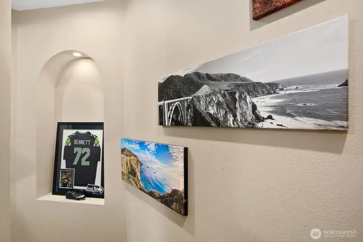 Built in art nook offers a wonderful place for your prized artwork or family photos.