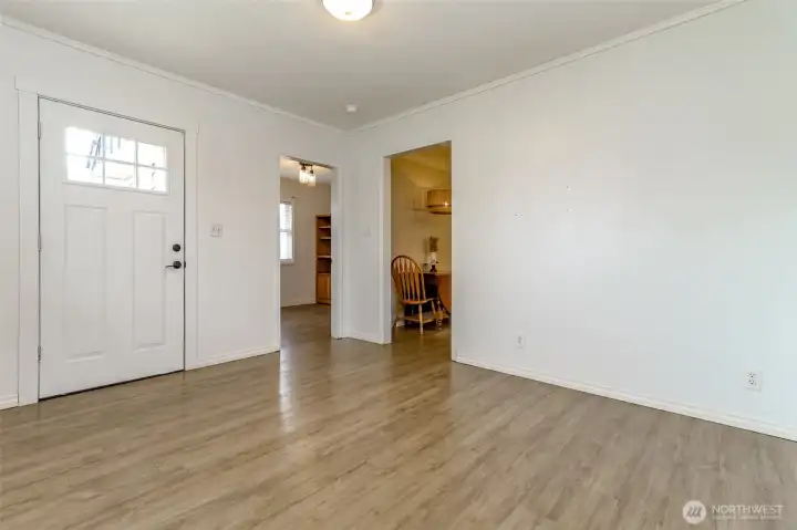 Living Room to Bedroom 1 and Kitchen