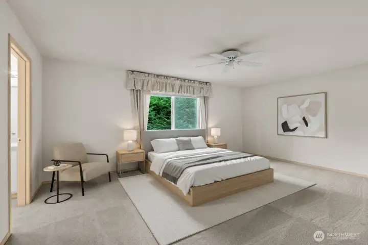 AI stagged primary bedroom